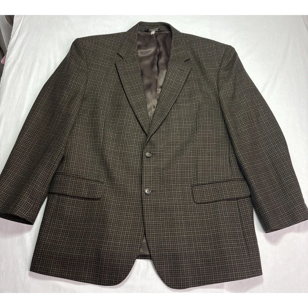 Jos. A Bank Signature Men Sport Jacket 2 button Wool Brown/Black 48L